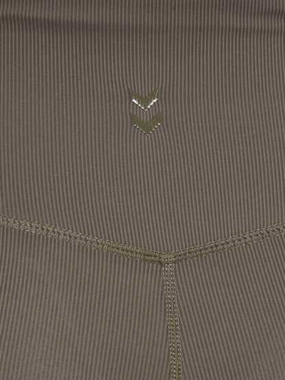 HUMMEL Prima Rib Straight Leg Hw Tights Damen (major brown)