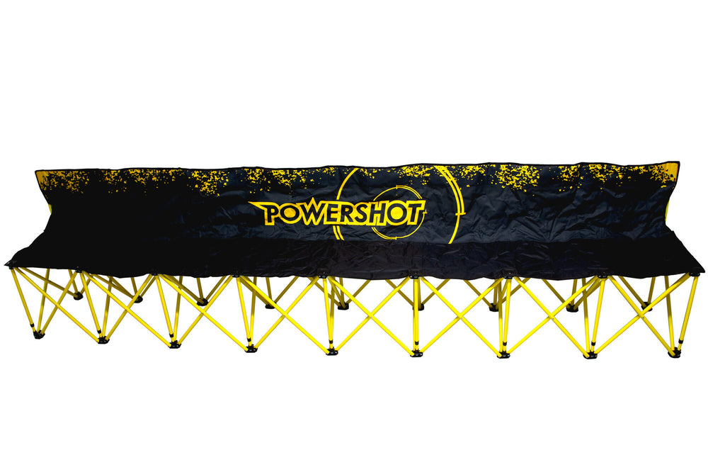 POWERSHOT Faltbare 8er-Sitzbank – wetterfest (schwarz/gelb)