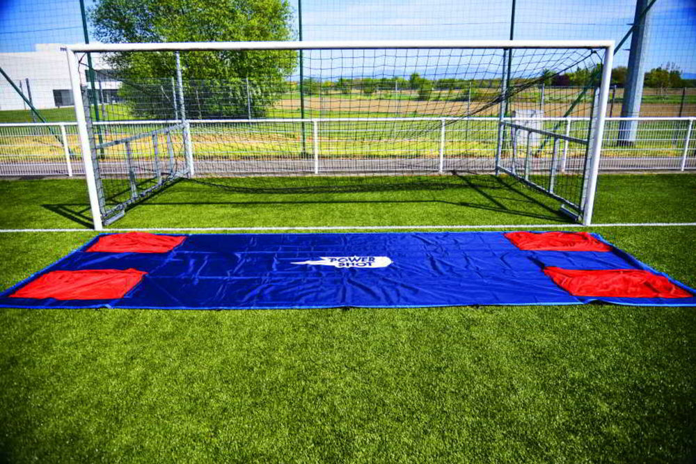 POWERSHOT Torwand Fußball 7,32 x 2,44 m – extrem reißfest (dunkelblau/rot)