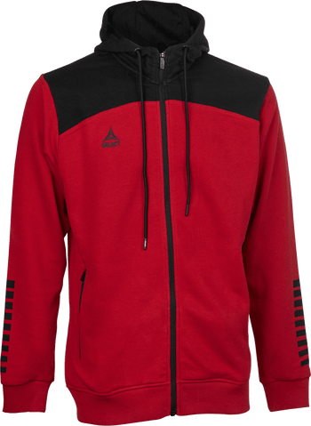 SELECT Kapuzen-Sweatjacke Oxford v22 (rot/schwarz)
