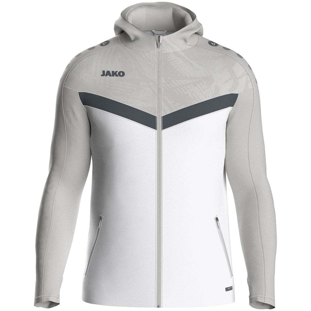JAKO Kapuzenjacke Iconic (weiß/soft grey/anthra light)