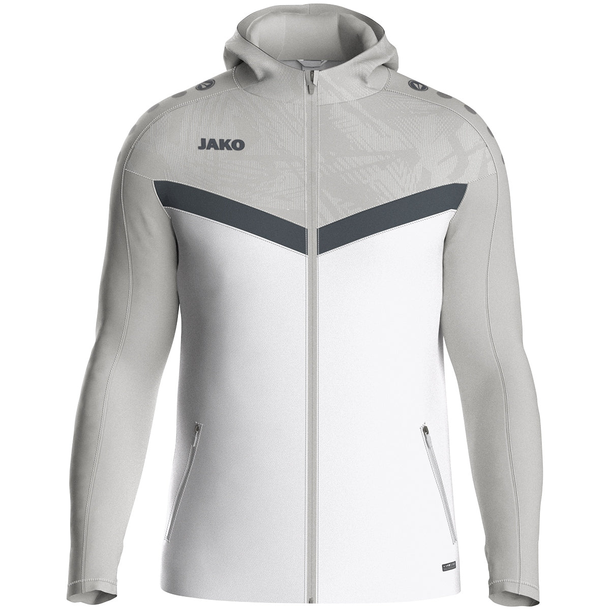 JAKO Kapuzenjacke Iconic (weiß/soft grey/anthra light)