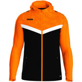 JAKO Kapuzenjacke Iconic (schwarz/neonorange)