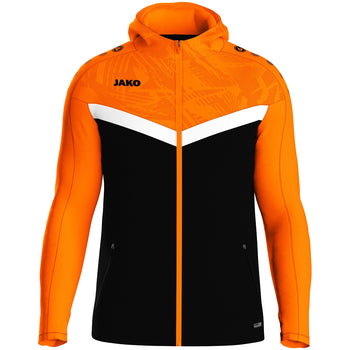 JAKO Kapuzenjacke Iconic (schwarz/neonorange)