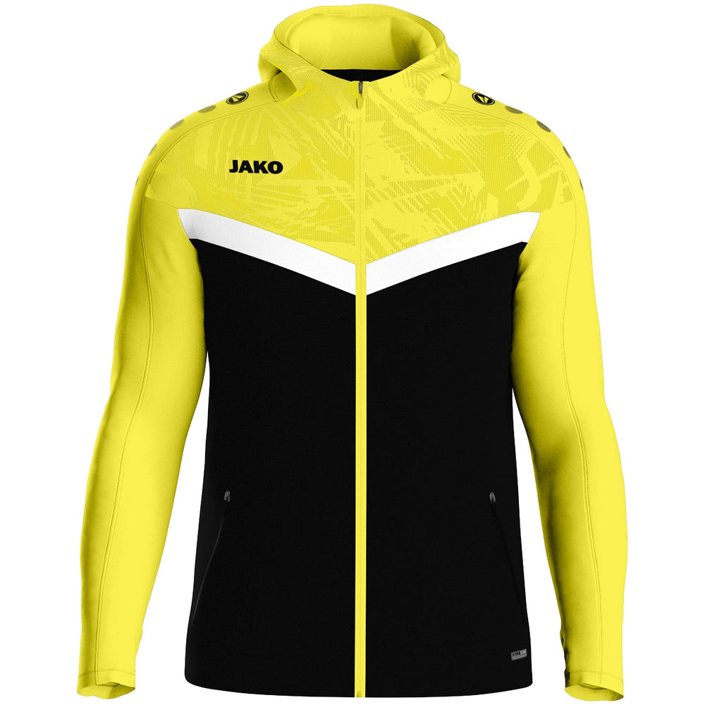 JAKO Kapuzenjacke Iconic (schwarz/soft yellow)