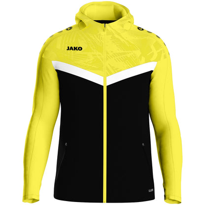 JAKO Kapuzenjacke Iconic (schwarz/soft yellow)