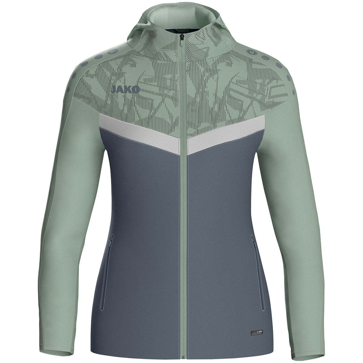 JAKO Kapuzenjacke Iconic Damen (anthra light/mintgrün/soft grey)