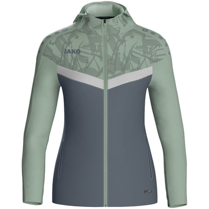 JAKO Kapuzenjacke Iconic Damen (anthra light/mintgrün/soft grey)