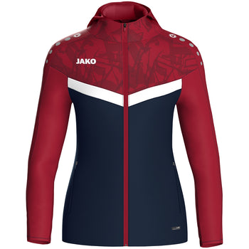 JAKO Kapuzenjacke Iconic Damen (marine/chili rot)
