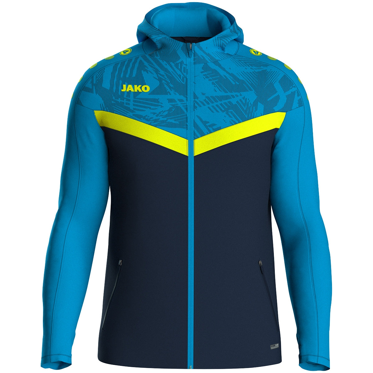 JAKO Kapuzenjacke Iconic (marine/JAKO blau/neongelb)