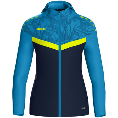 JAKO Kapuzenjacke Iconic Damen (marine/JAKO blau/neongelb)