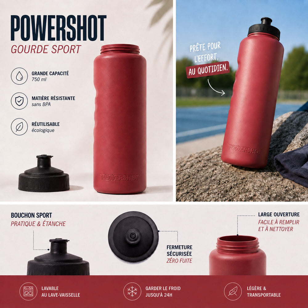 POWERSHOT Umweltfreundliche Trinkflasche 750 ml (rot)