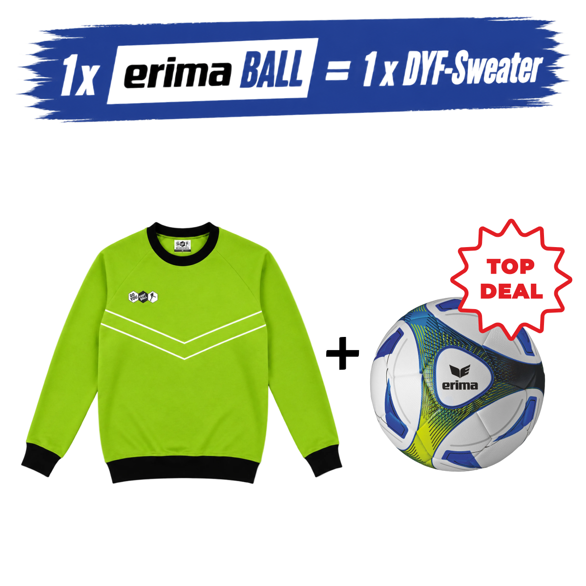 ERIMA Hybrid Training Gr.5 Blau × DYF Sweatshirts Grün