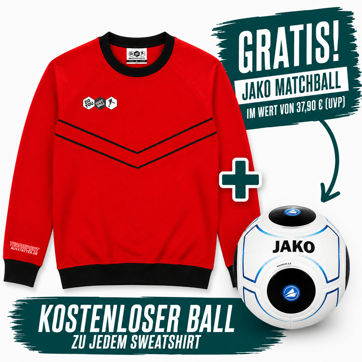 DYF Sweatshirt Kinder Rot × JAKO Match 3.0 Gr. 5