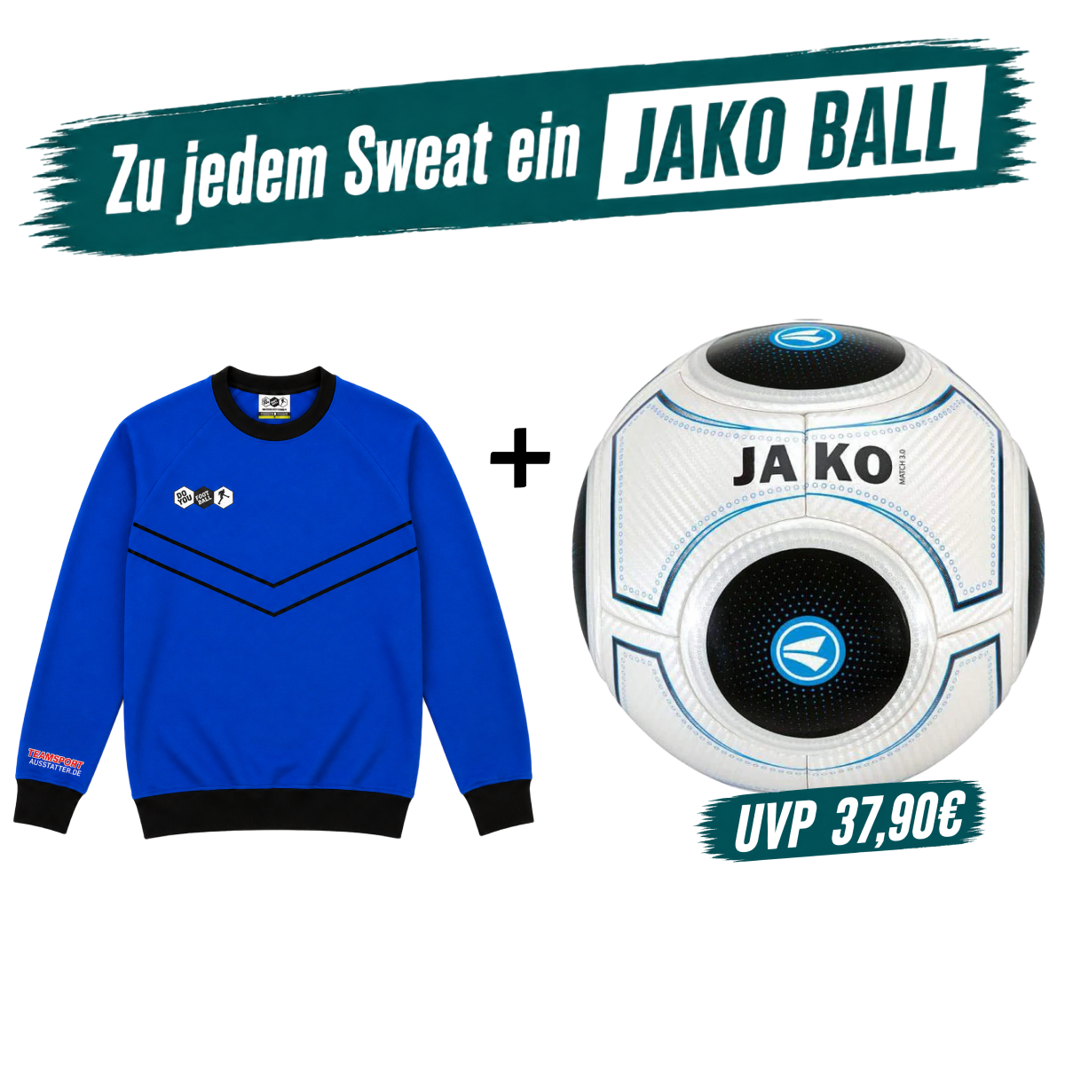 DYF Sweatshirt Türkis × JAKO Match 3.0 Gr. 5 420gr