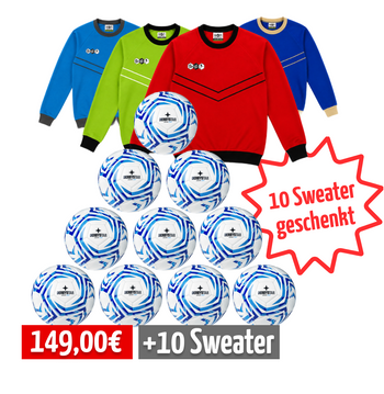 Derbystar 10er Ballpaket Junior Light v25 350 Blau Weiß + 10 DYF Sweatshirts geschenkt