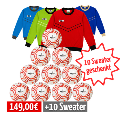 Derbystar 10er Ballpaket Junior S-Light v25 290 Rot Weiß + 10 DYF Sweatshirts geschenkt (Kopie)