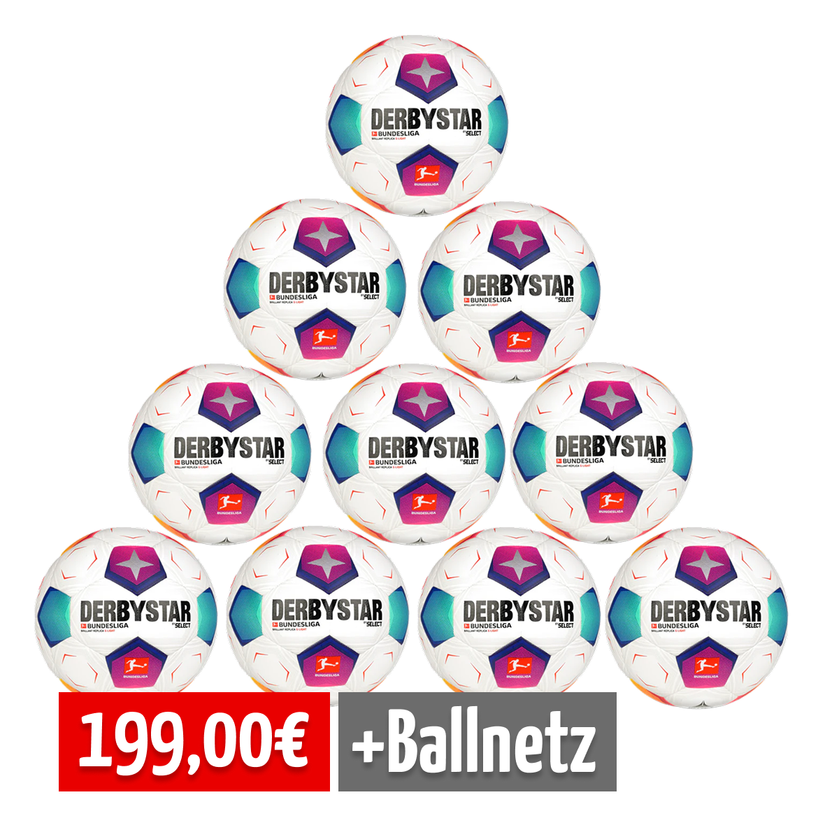 Derbystar 10er Ballpaket BL BRILLANT REPLICA S-LIGHT v23 290 Bunt Gr. 5