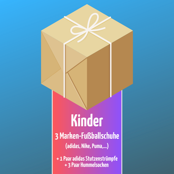 🎁 MYSTERY BOX KINDER : 3 Paar Marken-Fußballschuhe + 3 Paar Hummelsocken + 1 Paar Adidas Stutzenstrümpfe