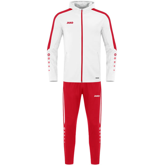 JAKO Trainingsanzug Polyester Power mit Kapuze (weiß/rot)