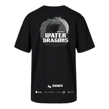 OOWV T-Shirt Schwarz (C6120-800, Monogram: Weiß, "Water Dragon": Grau)