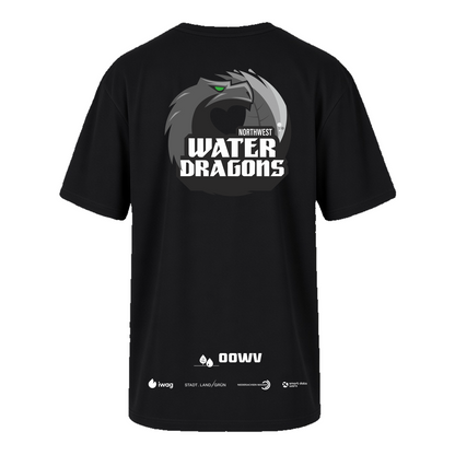 OOWV T-Shirt Schwarz (C6120-800, Monogram: Weiß, "Water Dragon": Grau)