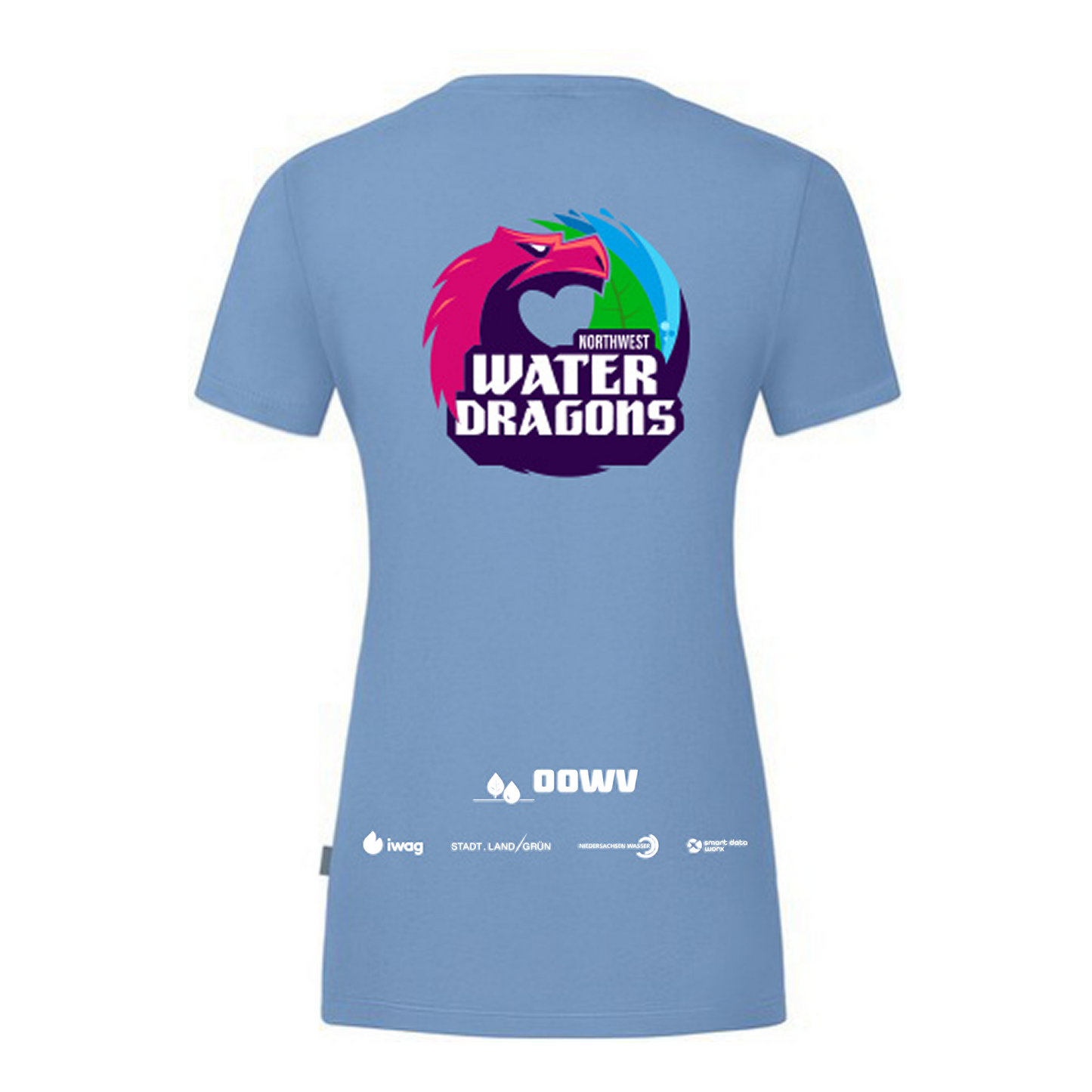 OOWV T-Shirt Damen Blau (C6120D-460, Monogram: Weiß)