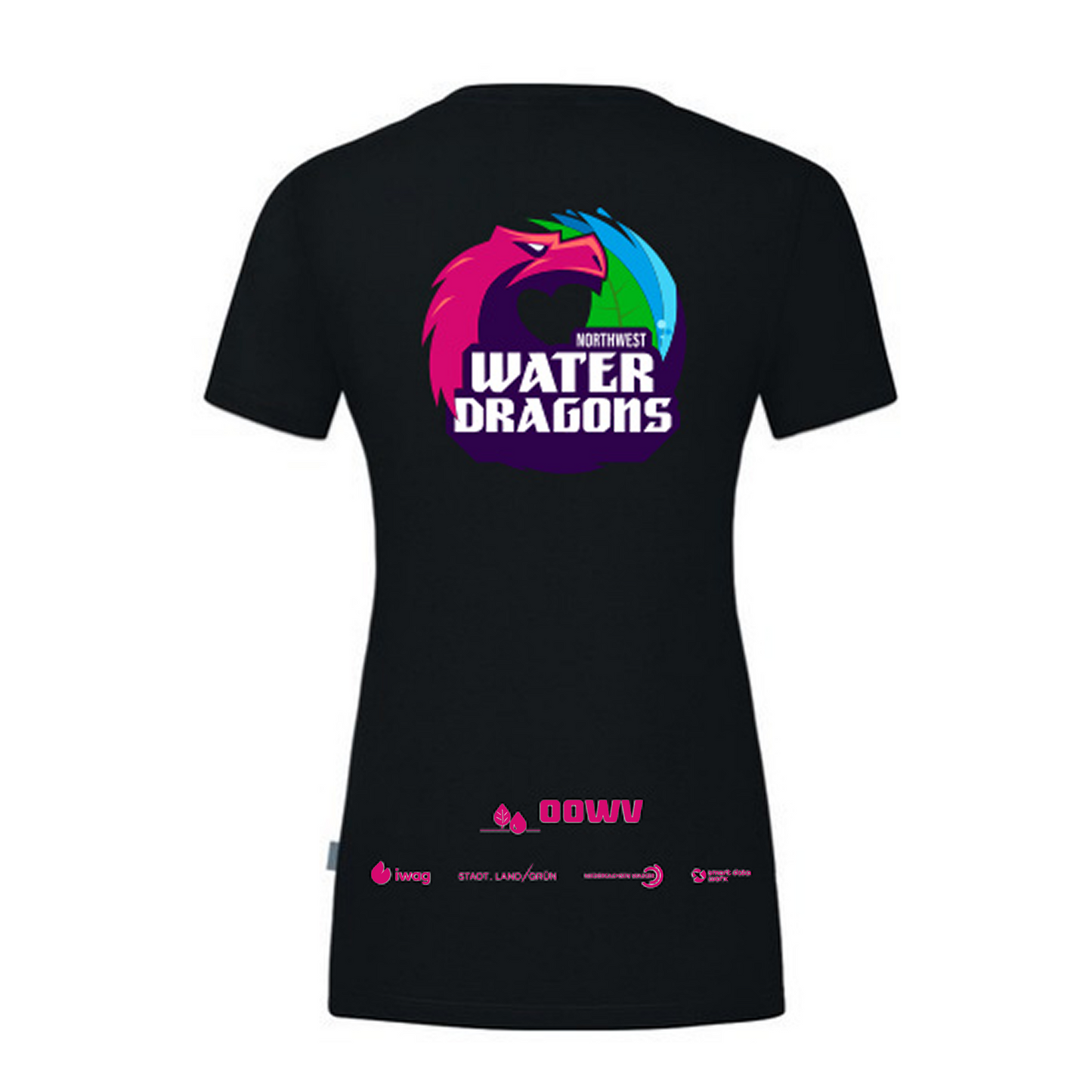 OOWV T-Shirt Damen Schwarz (C6120D-800, Monogram: Pink)