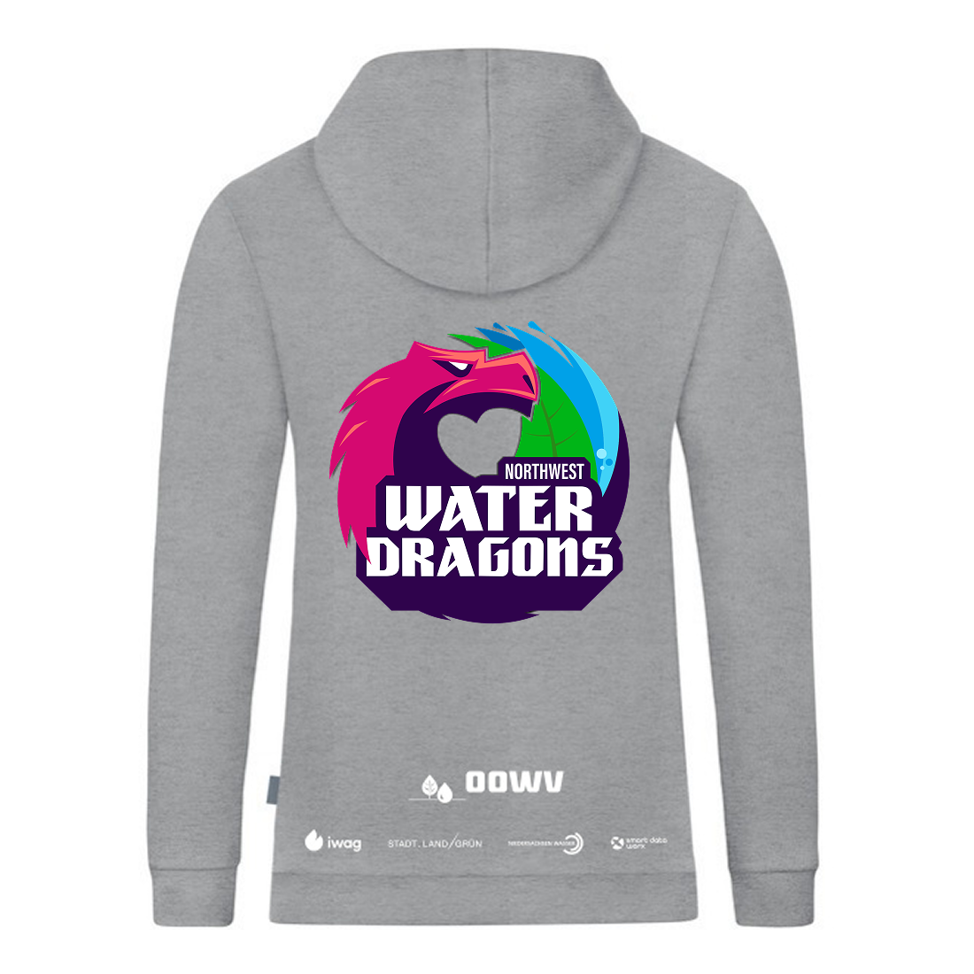 OOWV Jako Hoodie Unisex Grau (C6720-520, Monogram:Weiß)