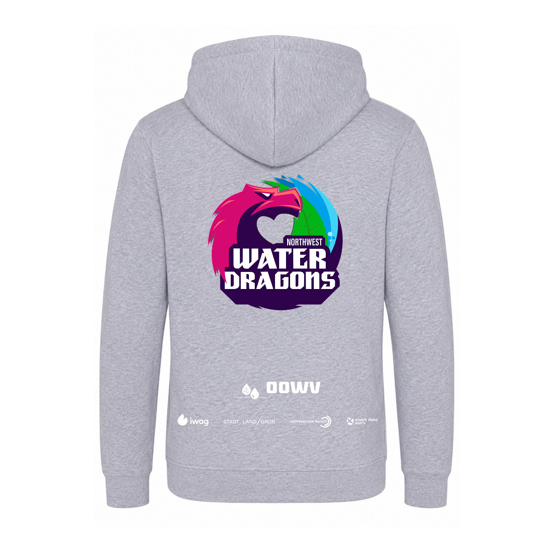 OOWV Hoodie Unisex Grau (JH101, Monogram:Weiß)
