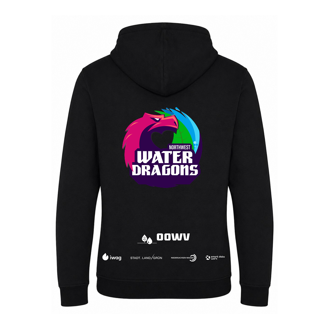 OOWV Hoodie Unisex Schwarz (JH101, Monogram:Weiß)