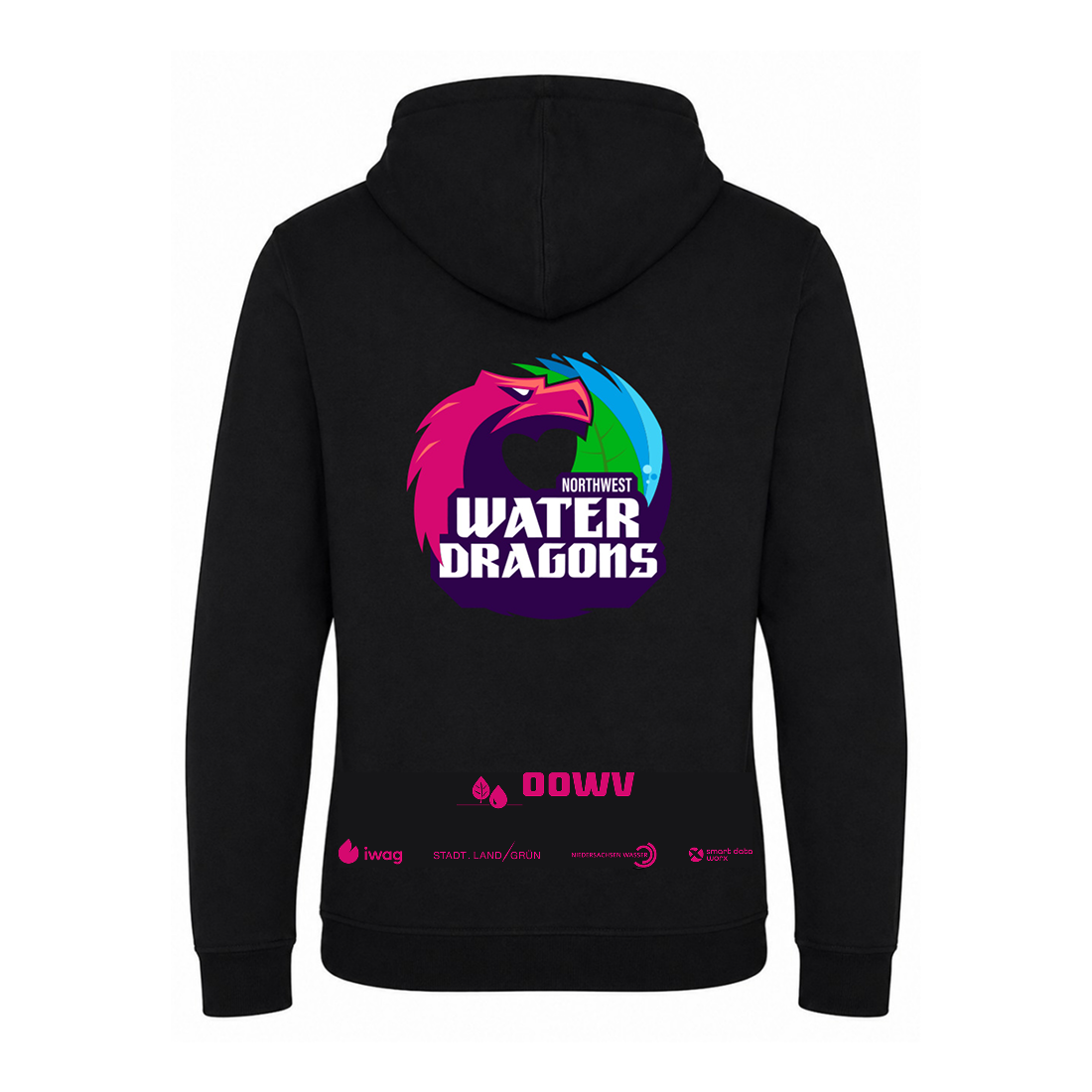 OOWV Hoodie Unisex Schwarz (JH101, Monogram:Pink)