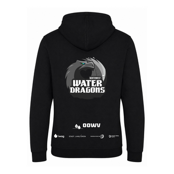 OOWV Hoodie Unisex Schwarz (JH101, Monogram:Weiß, "Water Dragon": Grau)