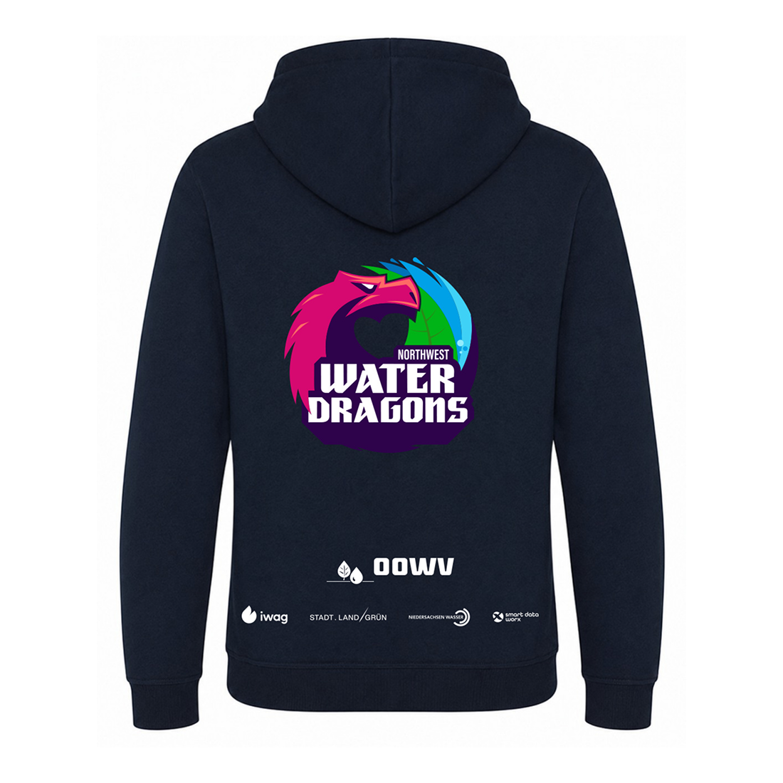 OOWV Hoodie Unisex Navy (JH101, Monogram:Weiß)