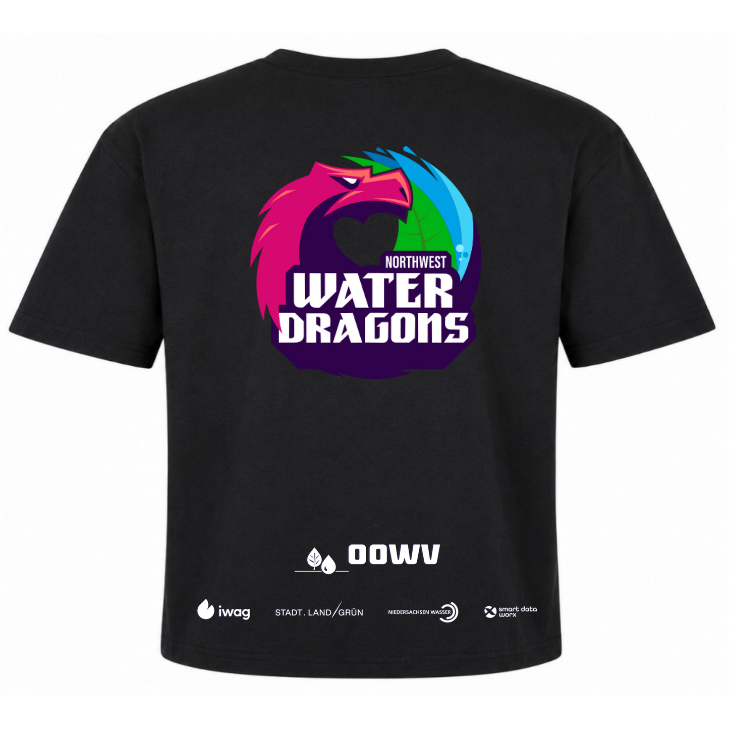 OOWV T-Shirt Damen Schwarz (NX7610, Monogram: Weiß)