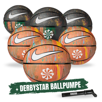 NIKE 6er Ballpaket Revival Schwarz Orange inkl. Derbystar Ballpumpe