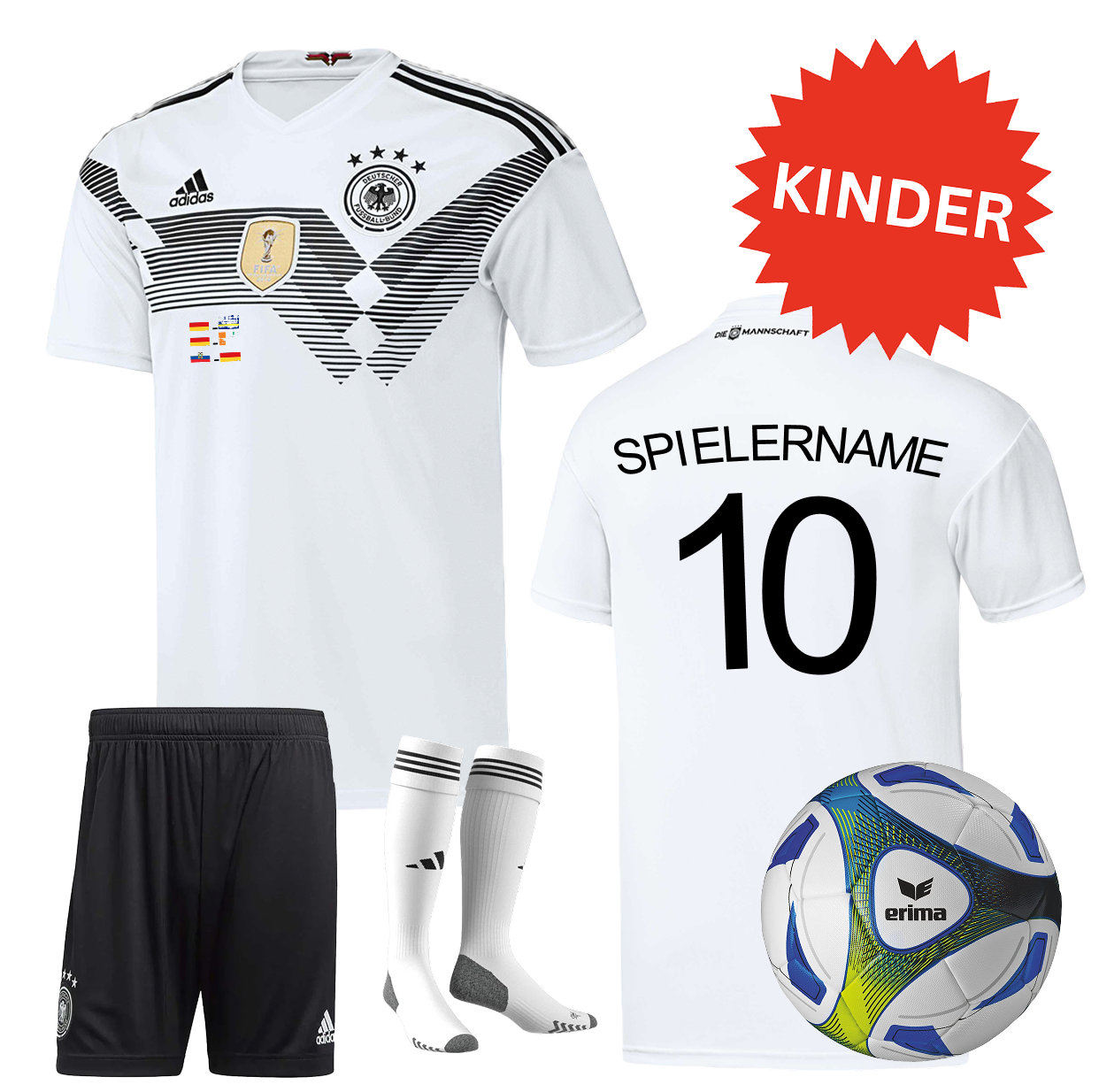 ADIDAS 3er-SET Kinder 176 + Erima Fußball