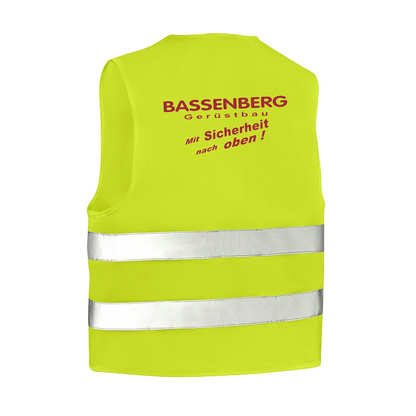 Bassenberg Gerüstbau Warnschutz Weste warngelb (EN ISO 20471 4205)
