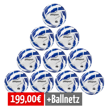 UHLSPORT 10er Ballpaket Attack Addglue 450g weiß/royal/blau Gr. 5