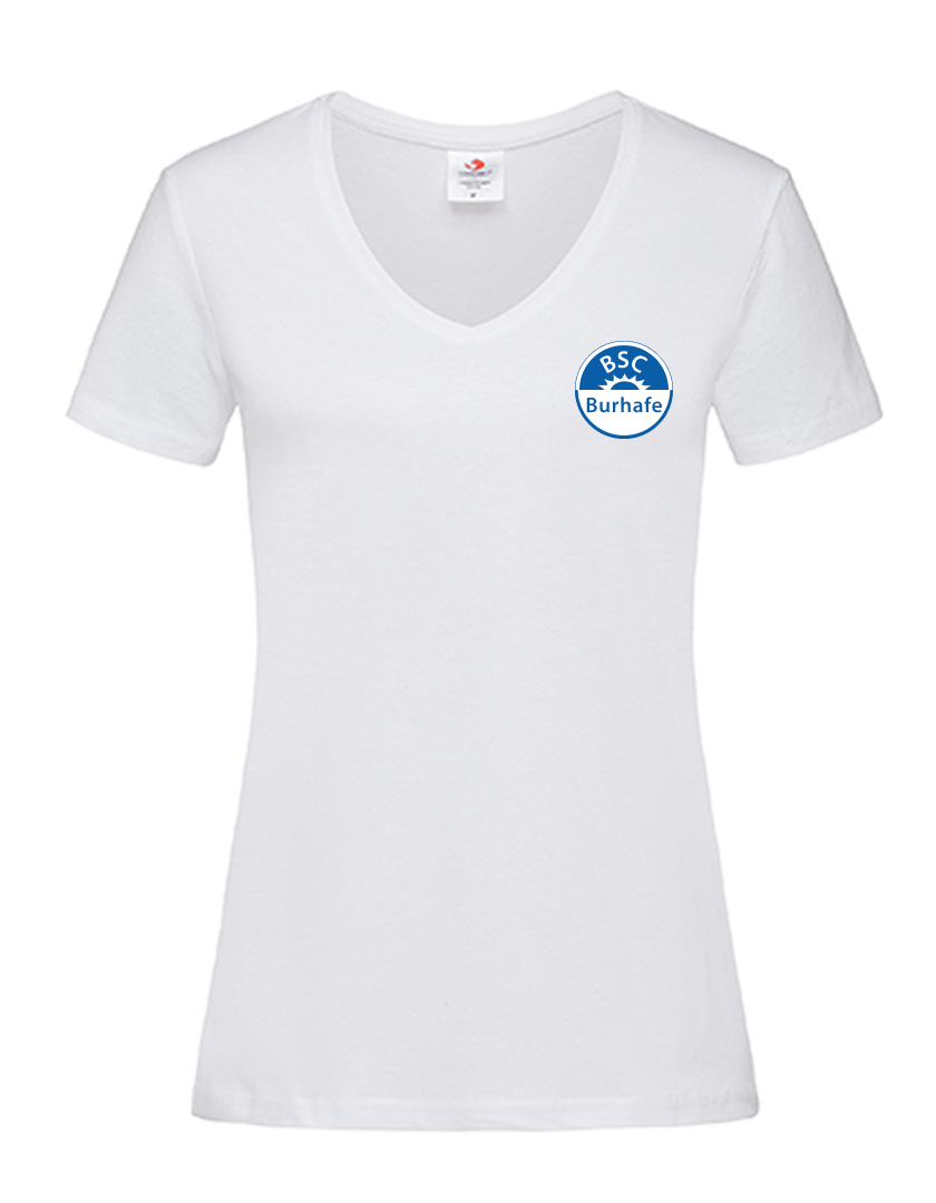 BSC Burhafe Fan - T-Shirt V-Ausschnitt Damen weiß