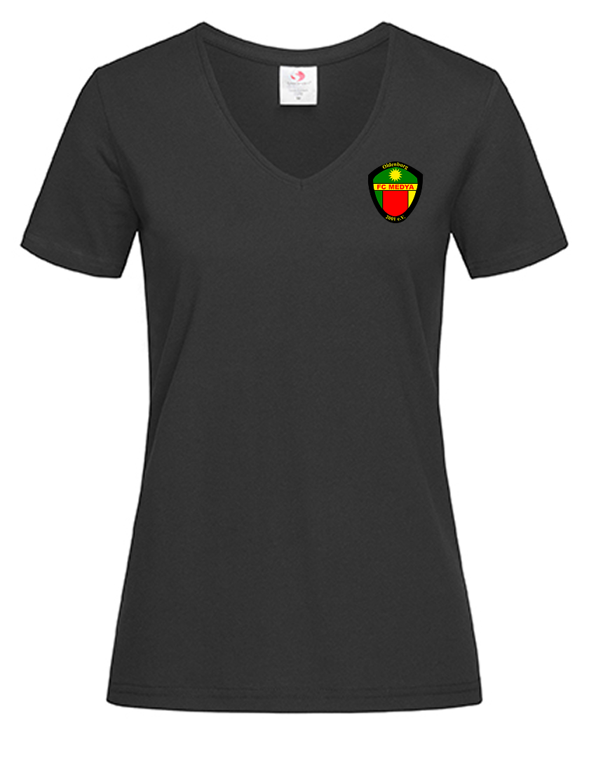 FC Medya Fan - T-Shirt V-Ausschnitt Damen schwarz