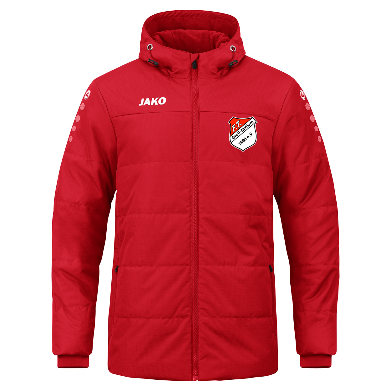 FT Groß-Midlum Coachjacke Team mit Kapuze Kinder Rot