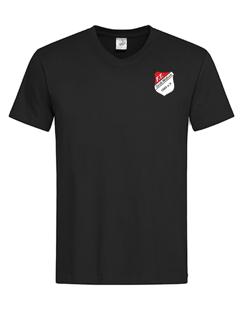 FT Groß-Midlum Fan - T-Shirt V-Ausschnitt Herren schwarz
