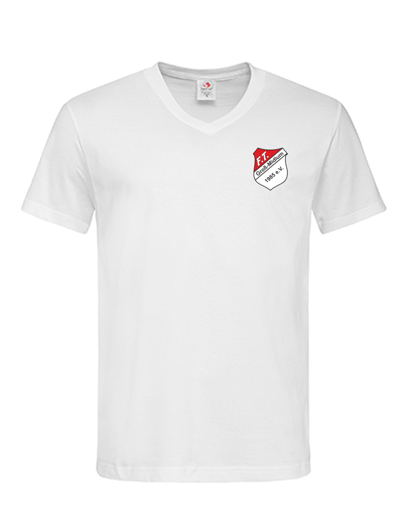FT Groß-Midlum Fan - T-Shirt V-Ausschnitt Herren weiß
