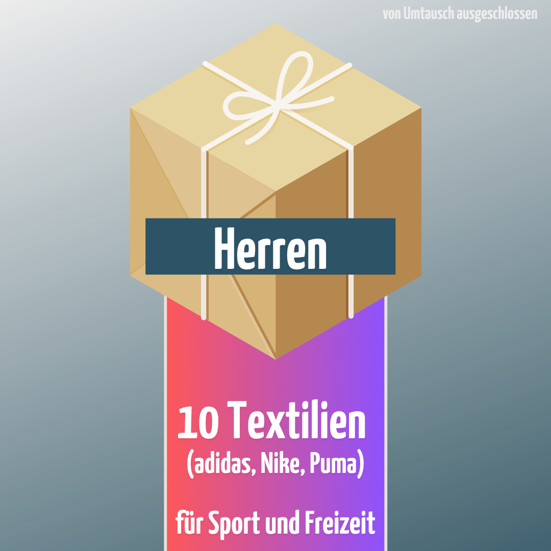 🎁 MYSTERY BOX adidas + Nike + Puma: 10 Sport-Textilien (Herren)