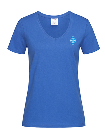 SV Ochtersum Fan - T-Shirt V-Ausschnitt Damen blaumit logo