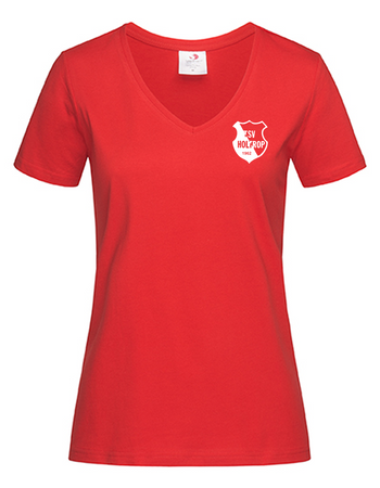 TSV Holtrop Fan - T-Shirt V-Ausschnitt Damen rot