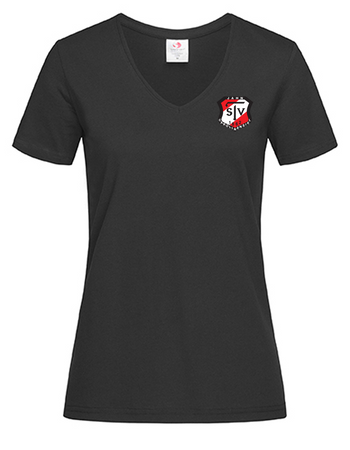 TSV Jahn Carolinensiel Fan - T-Shirt V-Ausschnitt Damen schwarz