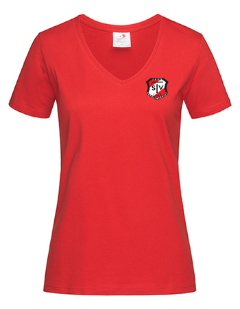 TSV Jahn Carolinensiel Fan - T-Shirt V-Ausschnitt Damen rot