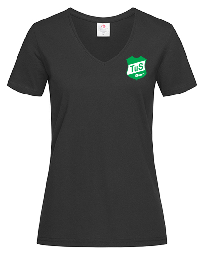 TuS Ekern Fan - T-Shirt V-Ausschnitt Damen schwarz